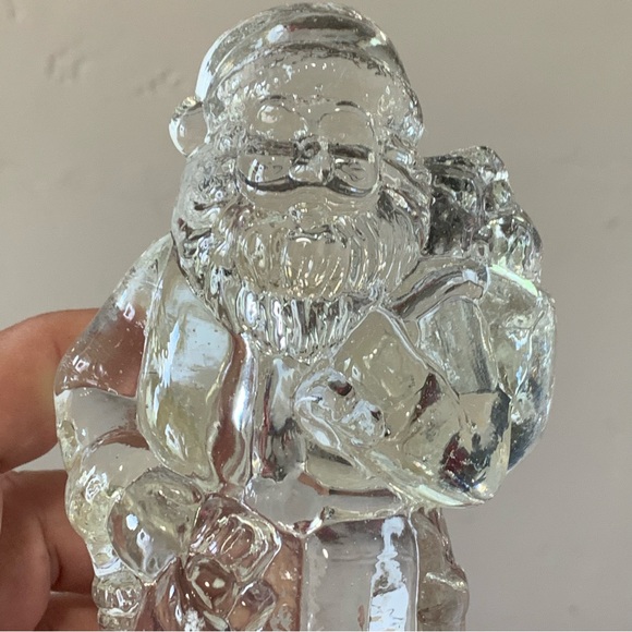 Set of Clear Glass Christmas Santa Claus Votive Candle Holders Statues 7” Decor - Picture 8 of 10